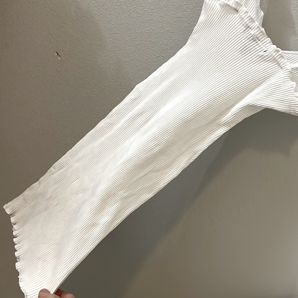 white summer button-up corduroy ribbed mini midi dress sz. medium - Picture 4 of 4